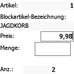 Abbildung Preiseingabe