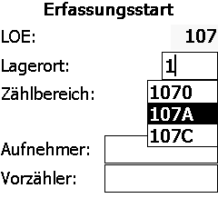Abbildung Erfassungsstart